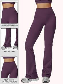 Quần ống loe cạp cao MFVIM dành cho nữ, quần legging yoga, quần nâng mông, thoáng khí, mềm mại, thích hợp cho hoạt động ngoài trời, chạy bộ, tập luyện, yoga, tennis, tập gym. - Màu tím - Xem 5