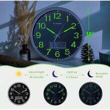 Wall Clocks - Green Light/silver Housing - View 3