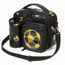 Boys Lunch Bag Travel Lunch Bag Bento Cooler Bag Two Compartments Cooler For Boys With Adjustable Strap Back To School - Black 16348 - View 3