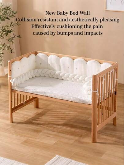 3-Sided Baby Crib Bumper Soft Padded, Children's Splicing Bed High Guard Rail Anti-Collision Anti-Fall Bed Fence, Protects Baby's Head And Body, Infant Bed Rail And Bumper Fabric Cover, Baby Crib Accessories, Nursery Decor, Gift For Boys And Girls