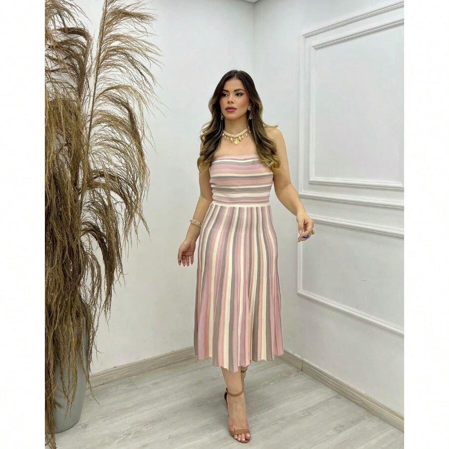 VESTIDO QUEILA TRICÔ MODAL - Rosê - Visão 1