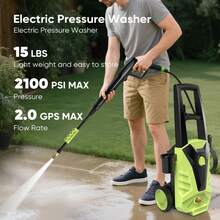 OLIXIS Electric Pressure Washer, High Pressure Cleaning Machine With Foam Cannon, 2.0 GPM Power Washer With 5 Quick Connect Nozzles For Fences Decks Patios - Green - View 4