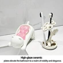 1个可爱卡通猫咪皂碟 - 装饰性塑料皂托，多功能收纳架 - 适用于浴室台面、水槽和梳妆台，趣味浴室肥皂和海绵收纳架，装饰性皂托，适用于淋浴、旅行、宿舍、洗漱用品、浴室配件、浴室收纳、返校季、家居用品 - 彩色 - 查看 6