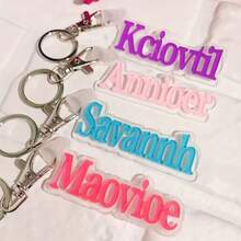 1 Pc Custom Acrylic Bag Tag Keychain 3D Backpack Tags Kids Tags Keychain Acrylic Name Tag Lunch Box Tag Luggage Tag Diaper Bag Tag Kids Backpack Tag Gift For Mom,Customized Keychains & Accessories,Easy Comfort,Apparel Accessories,Chic Autumn,Boyfriend,Girlfriend,Family,Friends - Silvery - View 5