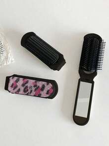 Leopard Print Folding Mirror Comb – 3 Styles Portable Compact Mirror With Built-In Air Cushion Brush, Foldable Mini Travel Makeup Mirror & Massage Comb All-In-One, Stylish Leopard Pattern Pocket Cosmetic Tool, Polished Plastic Frame, Lightweight & Convenient For Women, Teen Girls & Beauty Lovers, Perfect For Daily Hair Styling, Makeup Touch-Ups, School