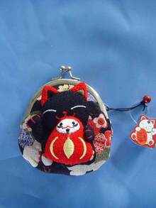 1 Piece Small Buckle (Kiss Lock Small Cosmetic Bag Random Print) Women's Small And Cute Blue Lucky Cat Portable With Buckle Creative Lucky Cat Wallet For Women Wallet Mini Wallet Purse Wallet Coin Wallet - Multicolor - View 18