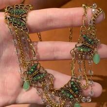 1 pezzo Collana con nappine e farfalla, collana di moda multistrato di alta qualità con texture di design esclusivo