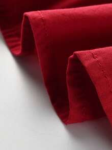 男童休闲纯色长袖衬衫 - 紅色 - 查看 4