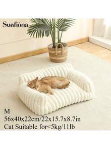 1 pieza Cama de sofá de peluche grande y gruesa SUNFIONA, mueble interior cómodo para gatos, adecuado para gatos pequeños y medianos
