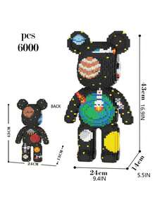 6000 件 DIY 迷你积木模型，组装拼图，星球熊系列，优质材料，附带砖锤，创意玩具，缓解压力，适合作为情人节、生日、节日、圣诞节礼物 - 彩色 - 查看 4