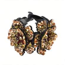 Women's Vintage French Bun Maker Hair Clip - Rhinestone Flower Ponytail Buckle, Elegant Round Chignon Headpiece For Weddings, Parties, Daily Wear - Gift For Girlfriend/Mother (Hand Wash Only) - J - 查看 6