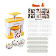徽章制作器 1 套 DIY 圆形纽扣制作器,含 48 种图案和 48 个纽扣零件,可爱按压别针制作机礼物(部分颜色图案随机) - 彩色 - 查看 15