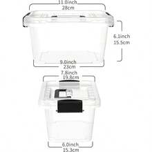 Lidded Storage Bin Tote Organizing Container With Handle And Buckles Stackable Plastic Clear 6.8Qt Pack Of 20