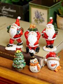 1 قطعة مجموعة زينة راتنجية لسانتا كلوز، هذه المجموعة المكونة من أربع تماثيل سانتا الخيالية تضيف سحرًا احتفاليًا لموائد عيد الميلاد والمداخن أو كتفاصيل جميلة في غرف المعيشة. مثالية لعشاق ديكور العطلات. - متعدد الألوان - مشاهدة 1