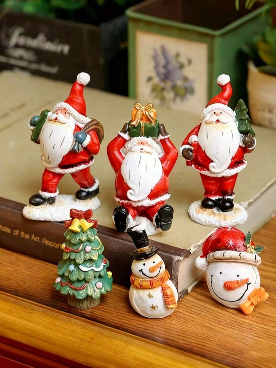 1 قطعة مجموعة زينة راتنجية لسانتا كلوز، هذه المجموعة المكونة من أربع تماثيل سانتا الخيالية تضيف سحرًا احتفاليًا لموائد عيد الميلاد والمداخن أو كتفاصيل جميلة في غرف المعيشة. مثالية لعشاق ديكور العطلات. - متعدد الألوان - مشاهدة 1