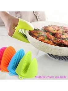 Set de 2 piezas de guantes de horno y agarradores de ollas de silicona, guantes de cocina resistentes al calor y cubiertas para asas de ollas pequeñas, para cocinar, hornear, cocina y camping