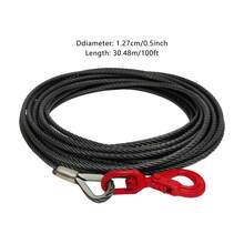 LianDu-US 2inx100FT Wire Rope, Stainless Steel Wire Rope Cable With Swivel Hook And Self Locking Hook For Winch Operations, Lifting, Rigging, Towing (Red) - Red - View 7