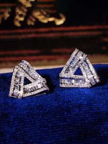 1 对魅力方晶锆石耳钉 女士适合婚礼订婚派对珠宝情人节礼物 - 1# - 查看 9