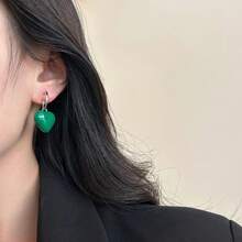 Minimalist Heart Shaped Oil Drop Earrings, Fashionable & Versatile, Sweet & Romantic Earrings, Suitable For Autumn/Winter