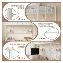 Meiyiu Loft Bed Twin Size With Ladder And High-Arched Guardrail, Sturdy Metal Slats, Space-Saving Design, Modern Decor Style, Easy Assembly, No Box Spring Needed, Sa-Fe For Kids/Adults - 白色 - 查看 3