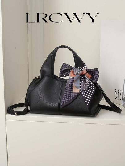 Women's Handbag, Cloud-Shaped Soft Bag With Elegant Simplistic Lychee Texture, Suitable For Carrying, Crossbody, Matching Scarf, Suitable For Women, Girls, College Students, Shopping, Commuting