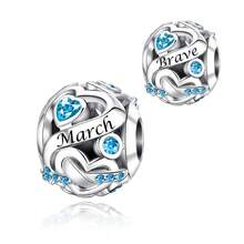 1pc Silver-Plated Heart-Shaped Birthstone Charm Bead Pendant Suitable For European-Style Snake Chain Bracelets, Necklaces, Key Rings And DIY Jewellery Ideal For Ladies' Everyday Wear Perfect As Gifts For Valentine's Day, Mother's Day, Halloween And Christmas