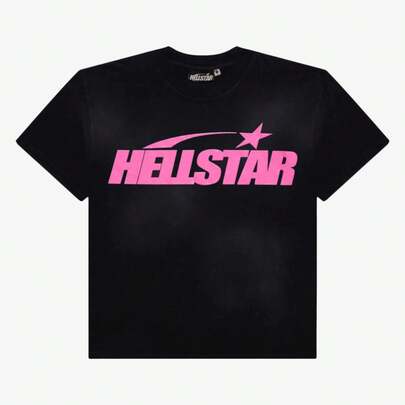 Hellstar T-Shirt 'Classic' Black / Pink (SS24) (Gel Print) HSCC01TEE002-PNK