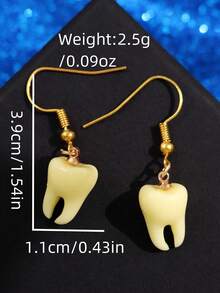 1 Pair Fashionable, Exquisite, Versatile, Unique, Creative, Niche, Gothic, Quirky Teeth Design Earrings For Women, Suitable For Daily Wear, Parties, Commute, Holidays, Vacations