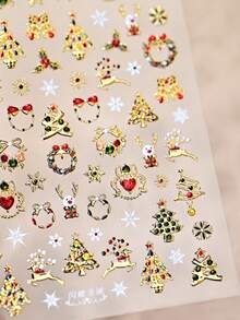 Beautizon Nailartlab 1pc New Shiny Christmas Foil Embossed Nail Art Stickers, Patterns Include Christmas Tree, Reindeer, Snowflake And Other Christmas Elements - Multicolor - View 6