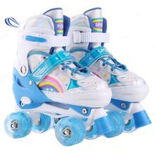 Patines de ruedas especializados para comercio electrónico transfronterizo para niños, ruedas de doble, conjunto completo para principiantes, patines para niños y niñas - azul y blanco - Ver 6