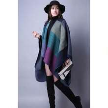 Women's Warm Shawl Wrap Cape Winter Cardigan Sweaters Open Front Poncho - A1-紫色 - 查看 4