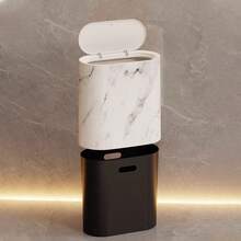 Household Trash Can With Lid | For Bathroom, Kitchen, And Living Room | Slim Design Saves Space - Multicolor - View 5