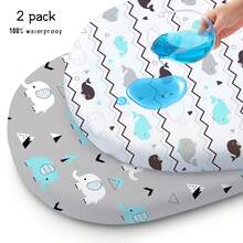 2 包防水婴儿床单，适用于 Halo 婴儿床旋转床，通用床单适用于矩形、椭圆形婴儿床床垫，可灵活适用于不同的摇篮和婴儿床床垫