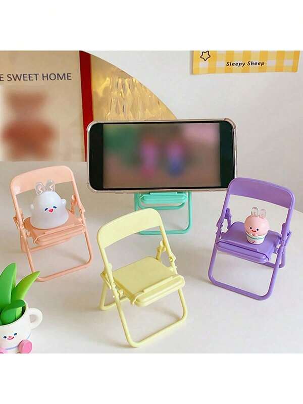 4pcs/1pc Chair Design Decoration Craft, Cute ABS Cell Phone Rack Gift For Birthday, Family, Friends Phone Holder, Phone Accessories