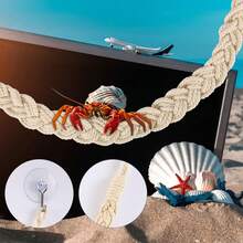 Handmade Woven Climbing Toy For Hermit Crabs, Curtain Rope Hooks, Knitted Woven Pieces, Hermit Crab Climbing Rope, Climbing Animal Rope With Hooks And Suction Cups, Suitable For Hermit Crab Ladder, Hermit Crab Habitat Decor, Lizard, Gecko, Snake, Tree Frog