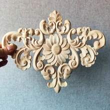 1 pezzo Decorazione in legno intagliato stile europeo, materiale in legno grezzo, fiore vintage per centro porta, applicazione in legno per decorazione domestica, 29,8 x 23,5 cm, adatto per decorare architravi, armadi, porte, mobili, pareti d'accento, Natale, Ognissanti, Ringraziamento, San Valentino, decorazione fai-da-te