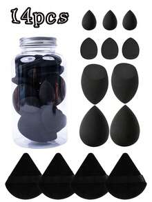 50件/套 化妆海绵、粉扑、化妆刷、化妆工具，柔软蓬松，适用于粉底、眼影 - 粉色 - 查看 17