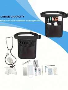 Sac de taille pour outils de soins infirmiers - Ceinture à outils en polyester, fermeture éclair, noir, lavable en machine, sac de rangement pour personnel médical professionnel, conception de rangement sécurisée, accessoires d'infirmière, simple et pratique, durable - Multicolore - Voir 4