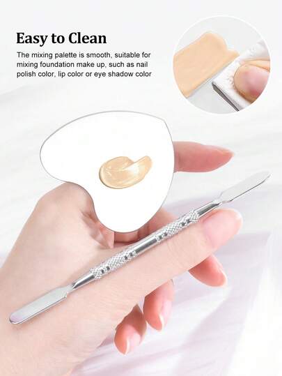 美甲彩妆调色盘不锈钢戒指迷你戒指心形调色盘粉底液遮瑕膏调色盘