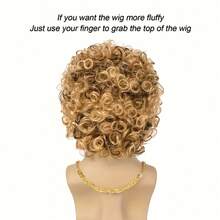 Men's Wig Set 70s And 80s Retro Men's Disco Wig Short Curly Hair Blond Mixed Brown Synthetic Wig Halloween Costume Christmas Cosplay Party - Multicolor - View 5