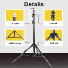 160cm Mobile Phone Tripod&Selfie Stick, Extendable Phone Stand, Stable And Adjustable Height, Multi Angle Shooting Selfie Stick Tripod For Video Recording - 黑色 - 查看 3