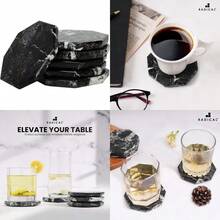 Marble Coasters For Drinks Warming Coffee 3.5 Inches Set Of 6 Black Handmade Star Coaster Plates Ideal For Car And Outdoor Pot Mat Caddy Kitchen Cup Pad Coaster Sets