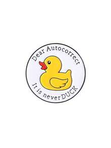 1 pieza Broche de metal con eslogan sarcástico de pato de dibujos animados para niños - Multicolor - Ver 3
