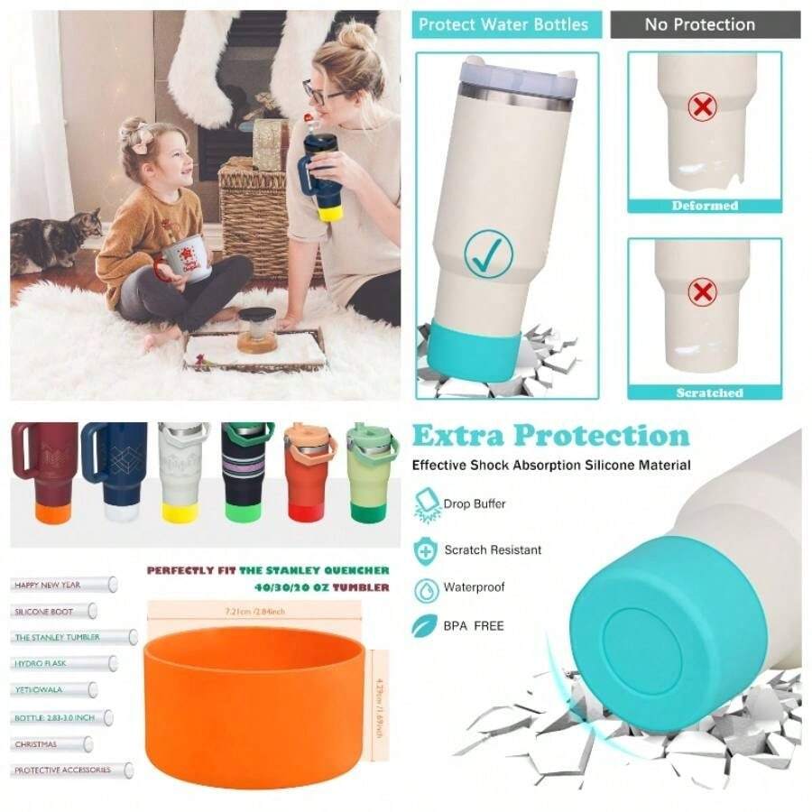 Silicone Boots Adventure 40oz Tumbler With Handle IceFlow 30oz 20oz, Protective Bottle Bottom Sleeve, Non - Slip Sport Bottle Accessories 2Lakeblue - 1綠1黃 - 查看 1