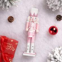 Festliche Atmosphaere Gestaltung 30CM Rosa Kristall Nussknacker Trommler Weihnachten Desktop Deko Figur