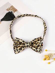 1pc Men's Leopard Print Fashionable Bow Tie, Suitable For Party Occasions