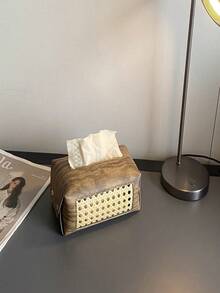 Cutie de șervețele vintage din ratan pentru birou, suport pentru șervețele pentru decor acasă pentru masă, dormitor, sufragerie, măsuță de cafea