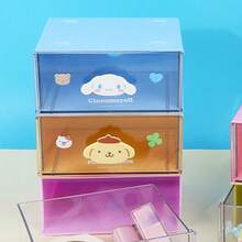 Miniso Sanrio Characters Series Single - Layer Drawer Box With Doll Handle, Transparent Plastic Material, Convenient For Item Classification And Storage, Perfect For Desk Stationery/Jewelry Organization(1 PC) - Yellow - View 4