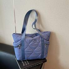 1pc New Diamond Embroidery Multi-Pocket Large Capacity Shoulder Tote Bag, Lightweight Nylon Women's Handbag For Work And Commute - Multicolor - View 17