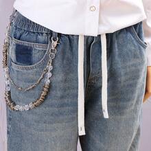 1pc New Vintage Fashion Thorn Asymmetric Pearl Chain Accessory, Punk Style Handmade Double-Layer Pants Chain, Suitable For Daily Wear